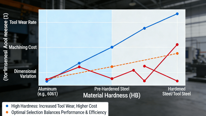 Graph showing relationship between material hardness and tool wear in CNC turning processes.