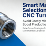 Impact of material selection on CNC turning costs and efficiency, showing cost overrun and savings